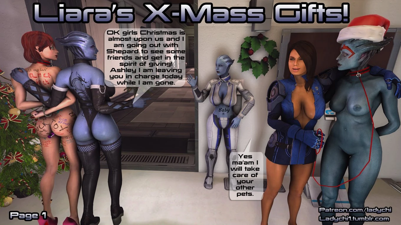 Liara X-Mass Gifts! porn comic picture 1