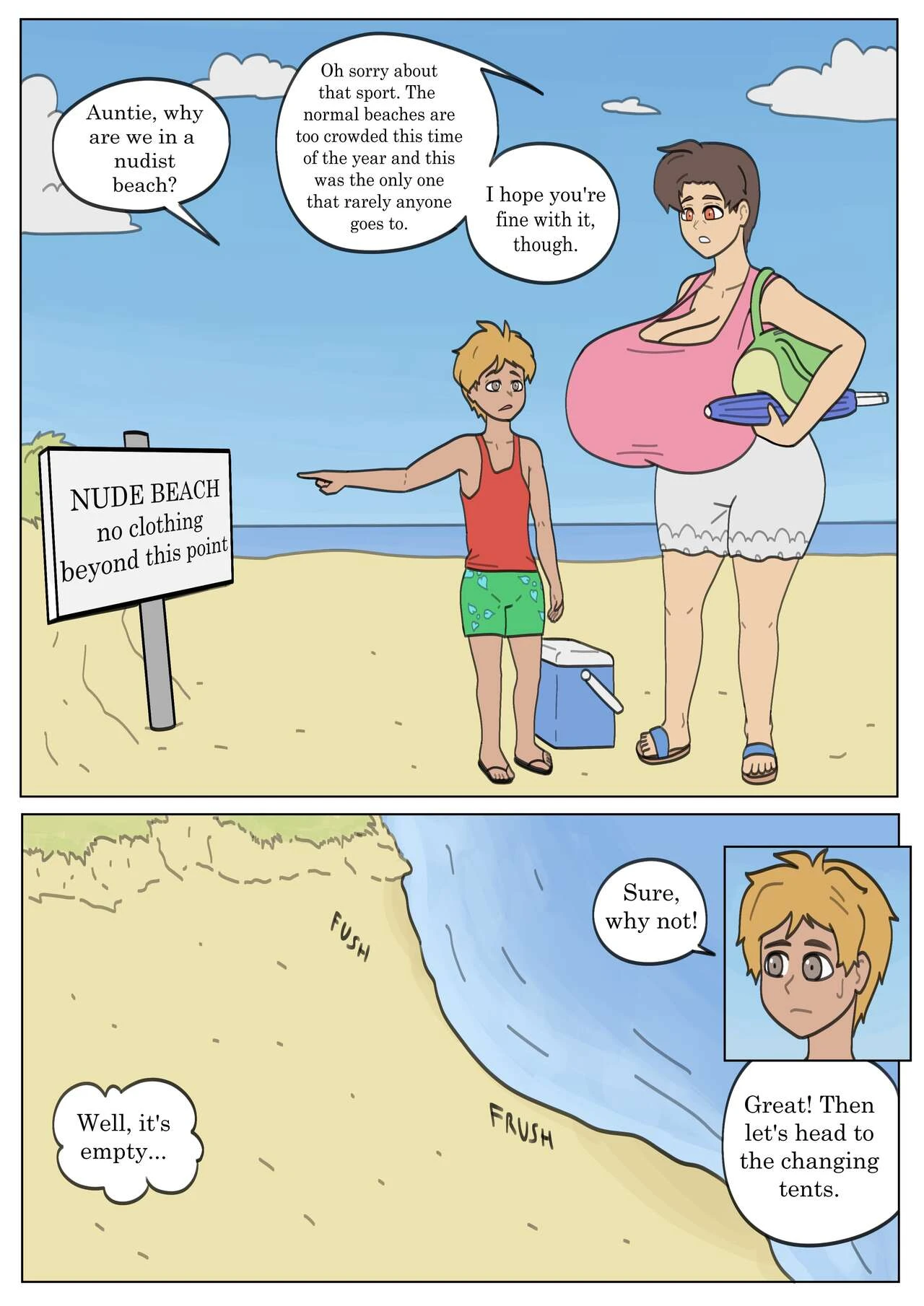 Manny and Marcy's beach day porn comic picture 2