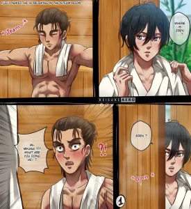 Mikasa x Eren - In The Sauna porn comic picture 1