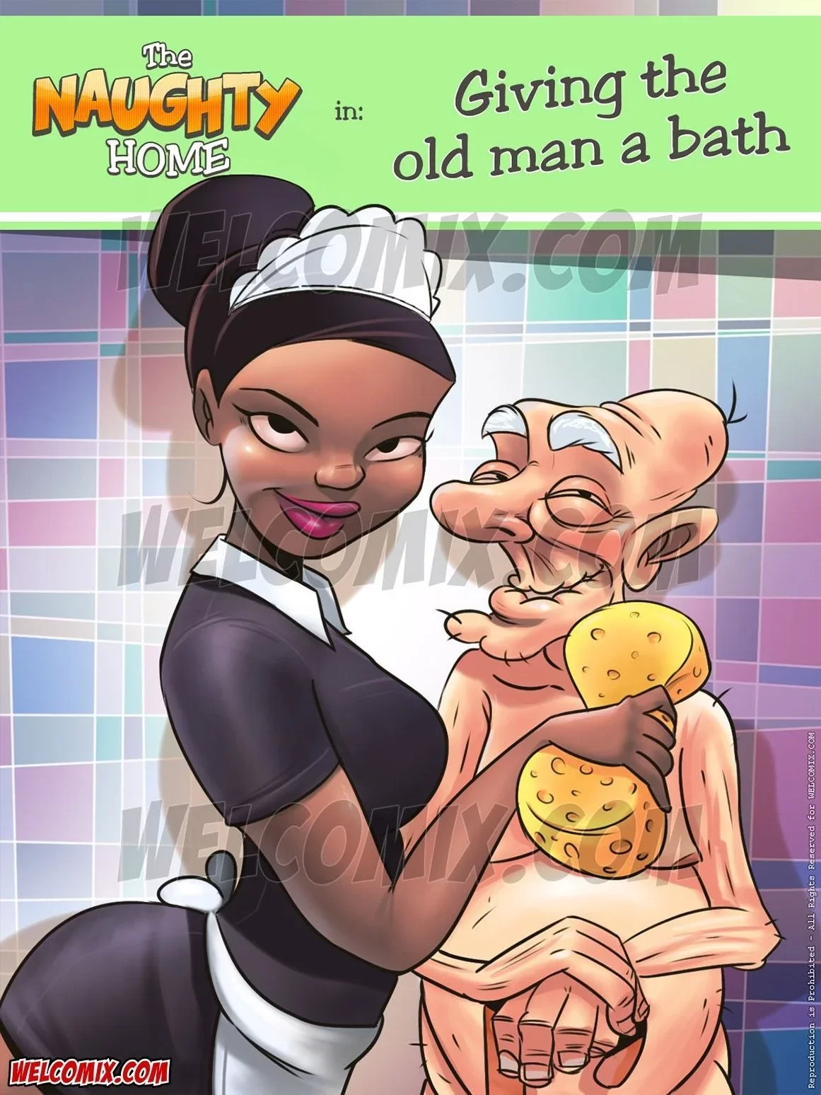 Naughty Fam 7 - Giving The Old Man A Bath porn comic picture 1