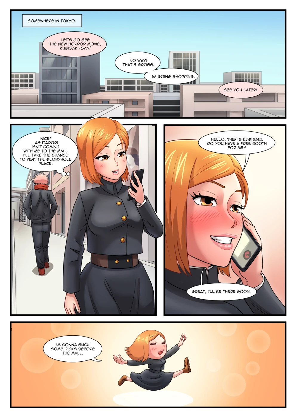 Nobara visits a Gloryhole in Tokyo (Ongoing) porn comic picture 2