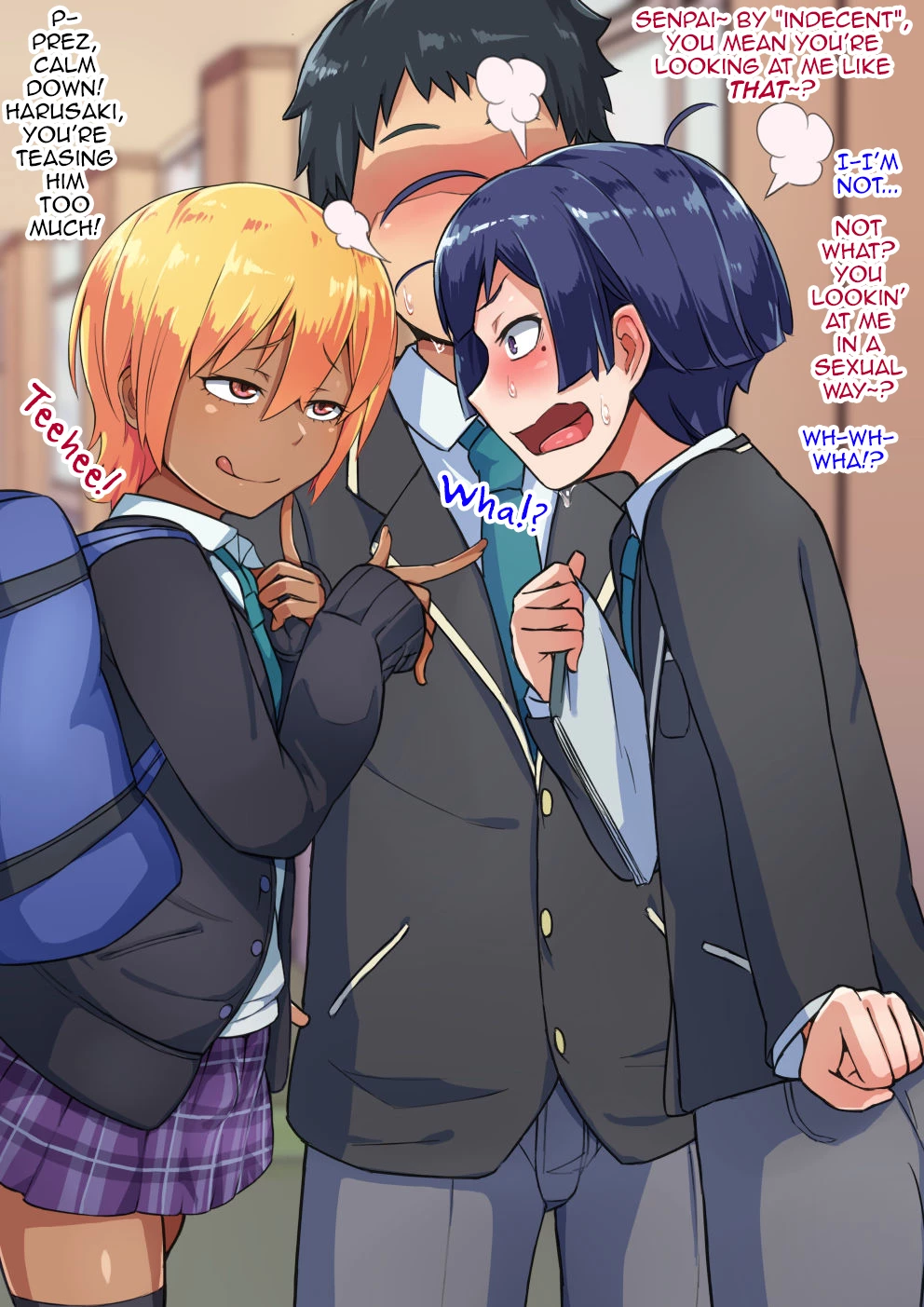 Otokonoko to xx No. 3 ~Kasshoku Inbi na Doukyuusei vs Seijitsu Karin na Seitokaichou~ porn comic picture 11