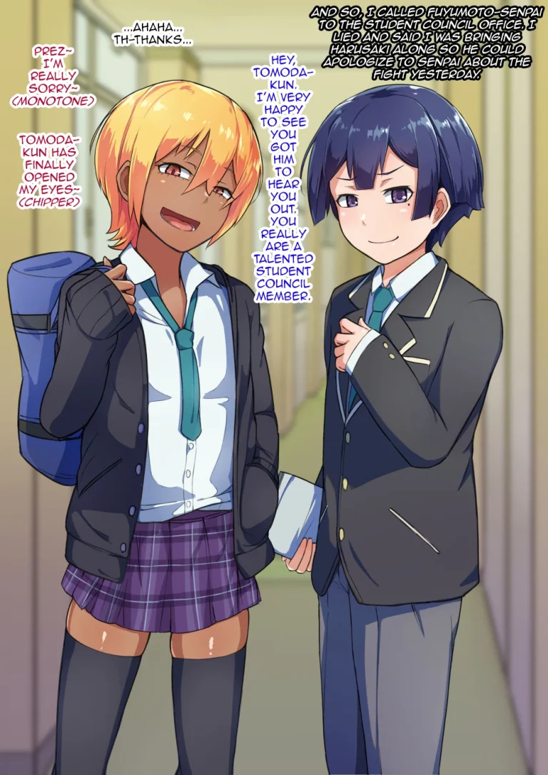 Otokonoko to xx No. 3 ~Kasshoku Inbi na Doukyuusei vs Seijitsu Karin na Seitokaichou~ porn comic picture 32