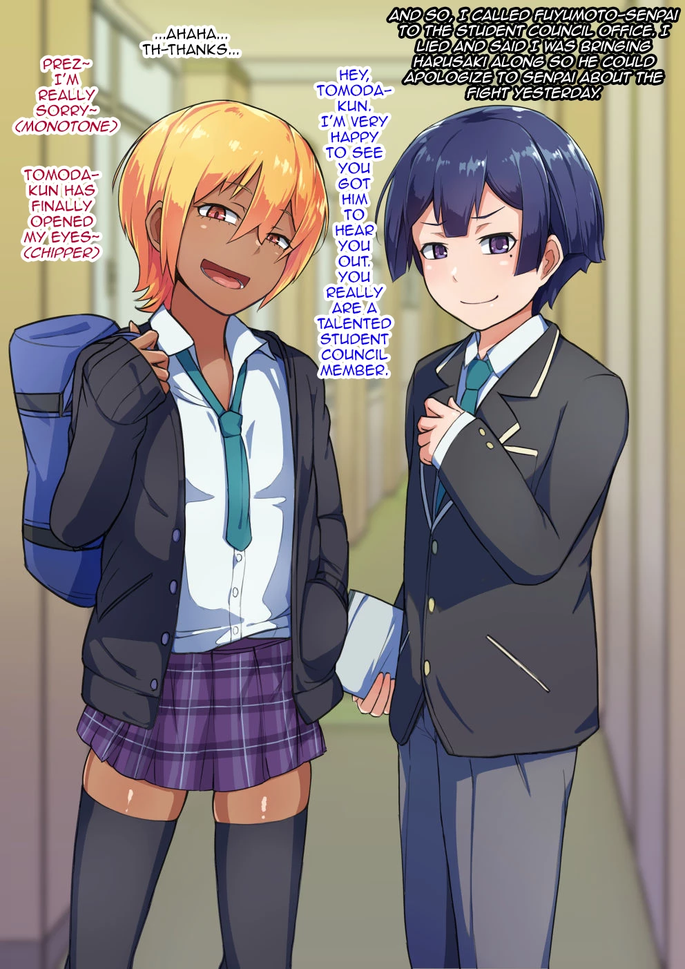 Otokonoko to xx No. 3 ~Kasshoku Inbi na Doukyuusei vs Seijitsu Karin na Seitokaichou~ porn comic picture 32