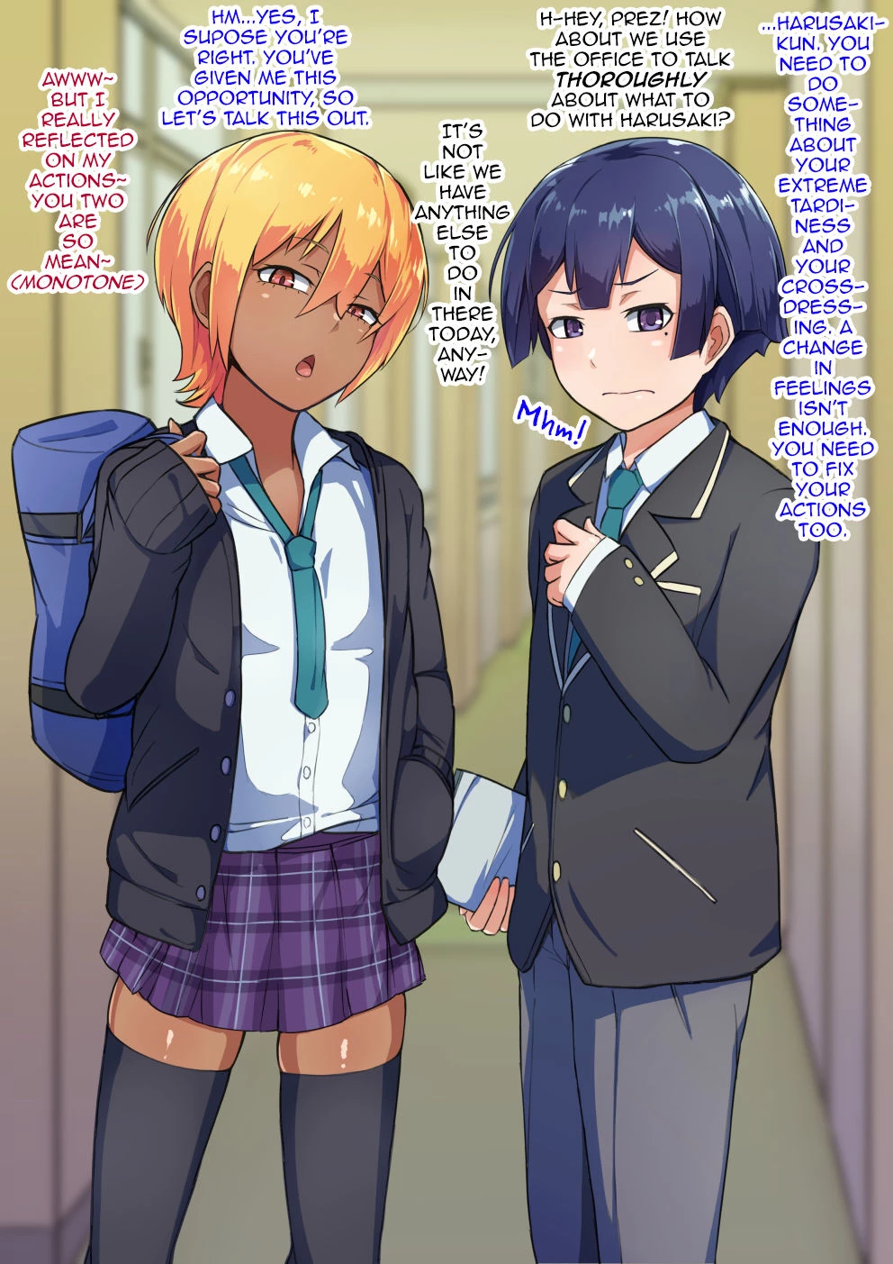 Otokonoko to xx No. 3 ~Kasshoku Inbi na Doukyuusei vs Seijitsu Karin na Seitokaichou~ porn comic picture 33