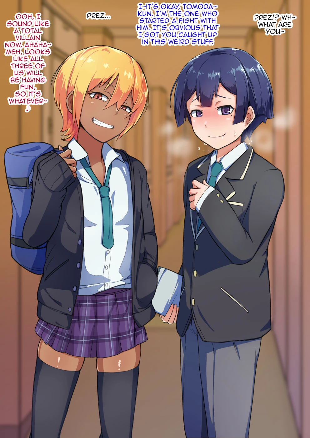 Otokonoko to xx No. 3 ~Kasshoku Inbi na Doukyuusei vs Seijitsu Karin na Seitokaichou~ porn comic picture 43