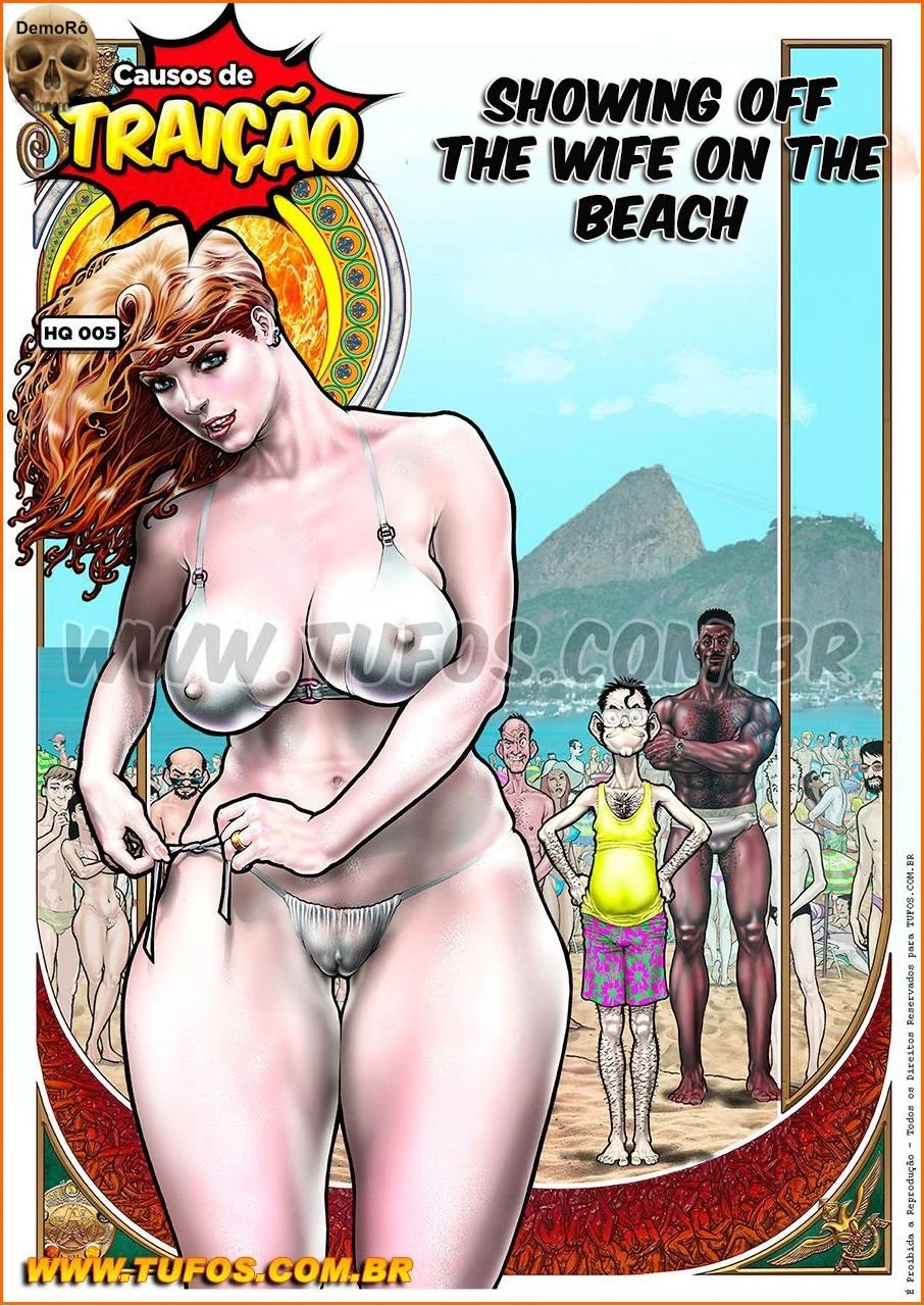 Stories Of Betrayal 5 - Showing off the wife on the beach porn comic picture 1
