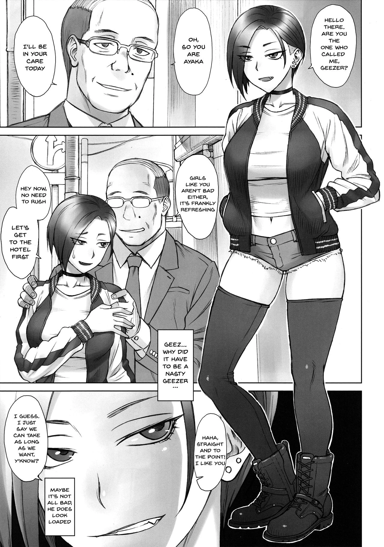 Stungun Ayaka vs An Old Geezer WIth a Giant Cock porn comic picture 3