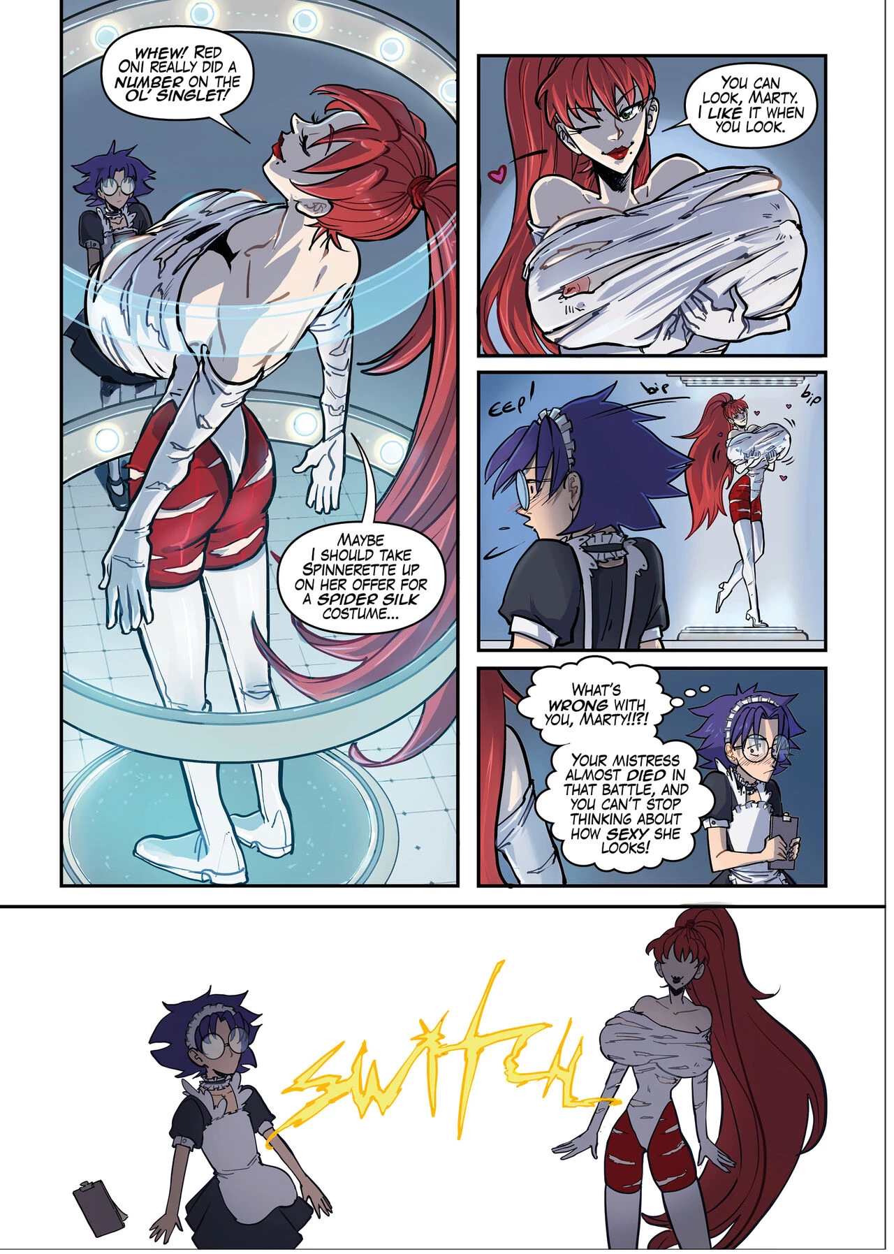 Super MILF vs. Red Oni (Spinnerette) porn comic picture 7