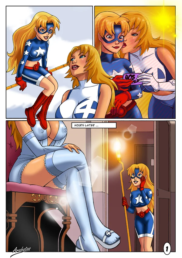 Susan Storm and Stargirl porn comic picture 1