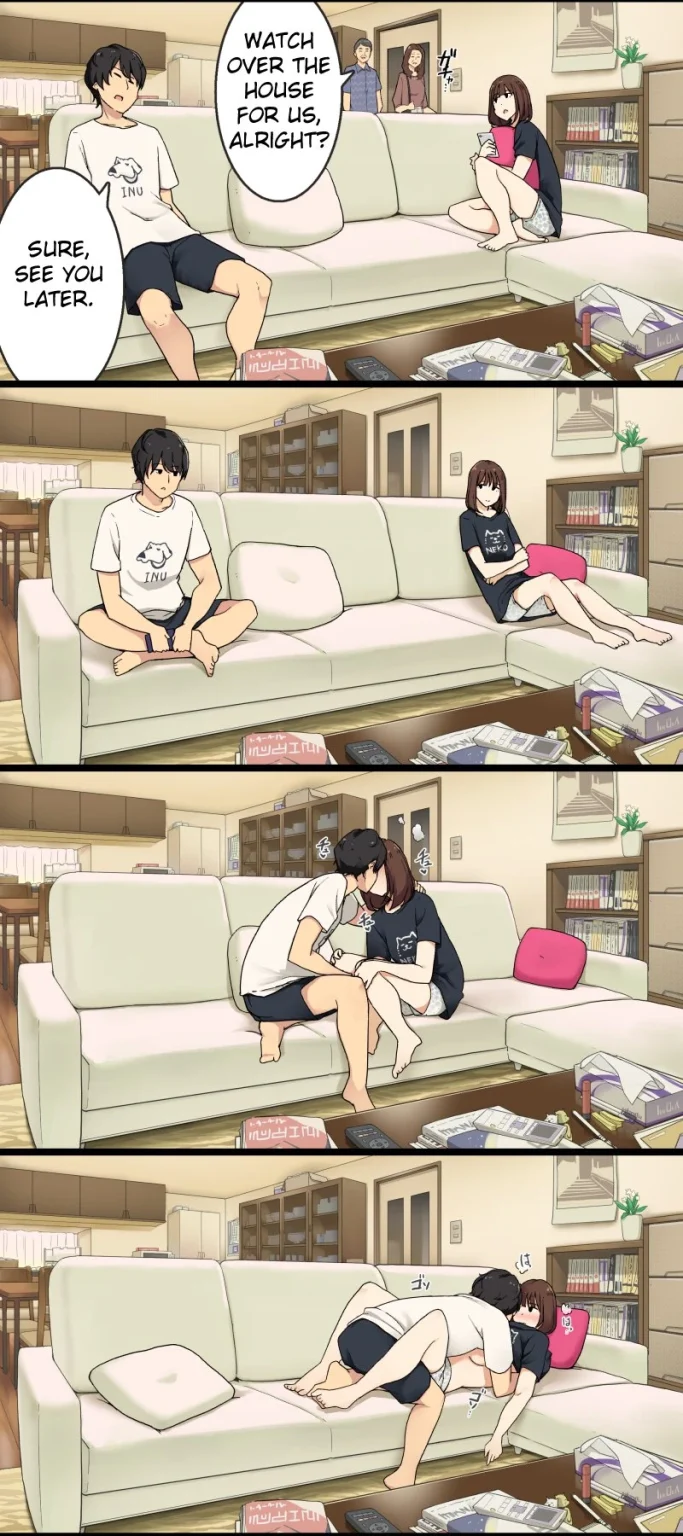 We Start Having Sex on the Living Room's Sofa as Soon as Our Parents Leave porn comic picture 1