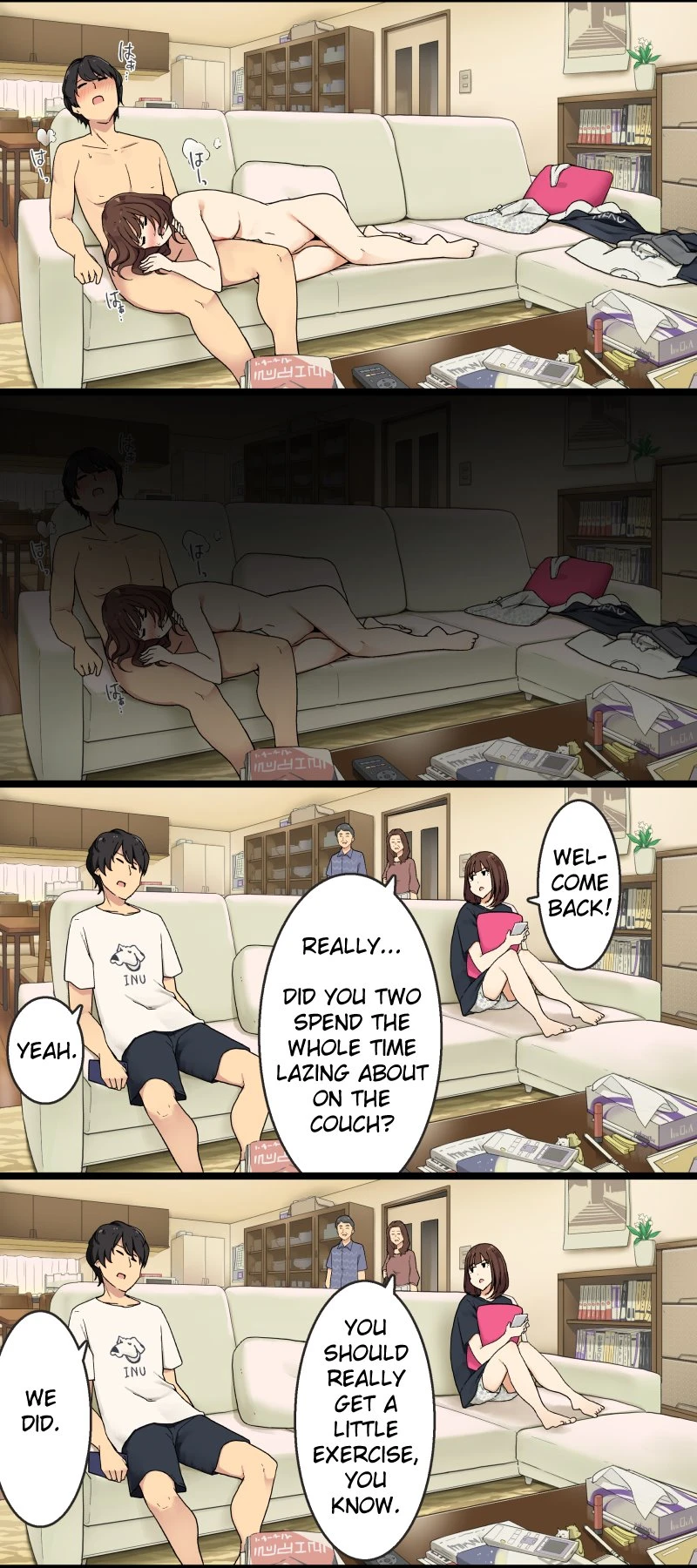 We Start Having Sex on the Living Room's Sofa as Soon as Our Parents Leave porn comic picture 4