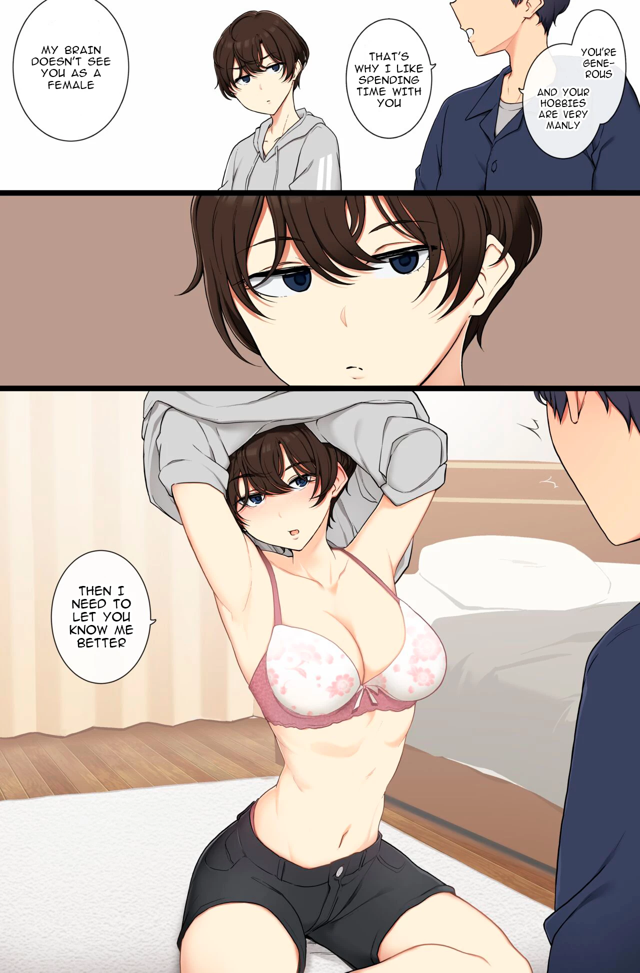 A boyish girl who will show you that she is female if you don't treat her like one | Onnanoko Atsukai Shinai to Mesu Dearu Koto o Wakarasetekuru Boyish Joshi porn comic picture 2