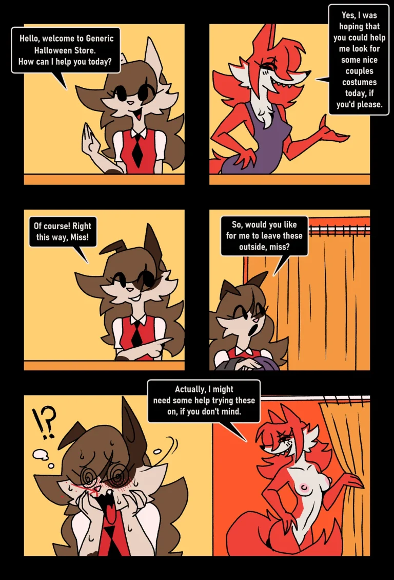 Akki the Halloween Store Worker! porn comic picture 1