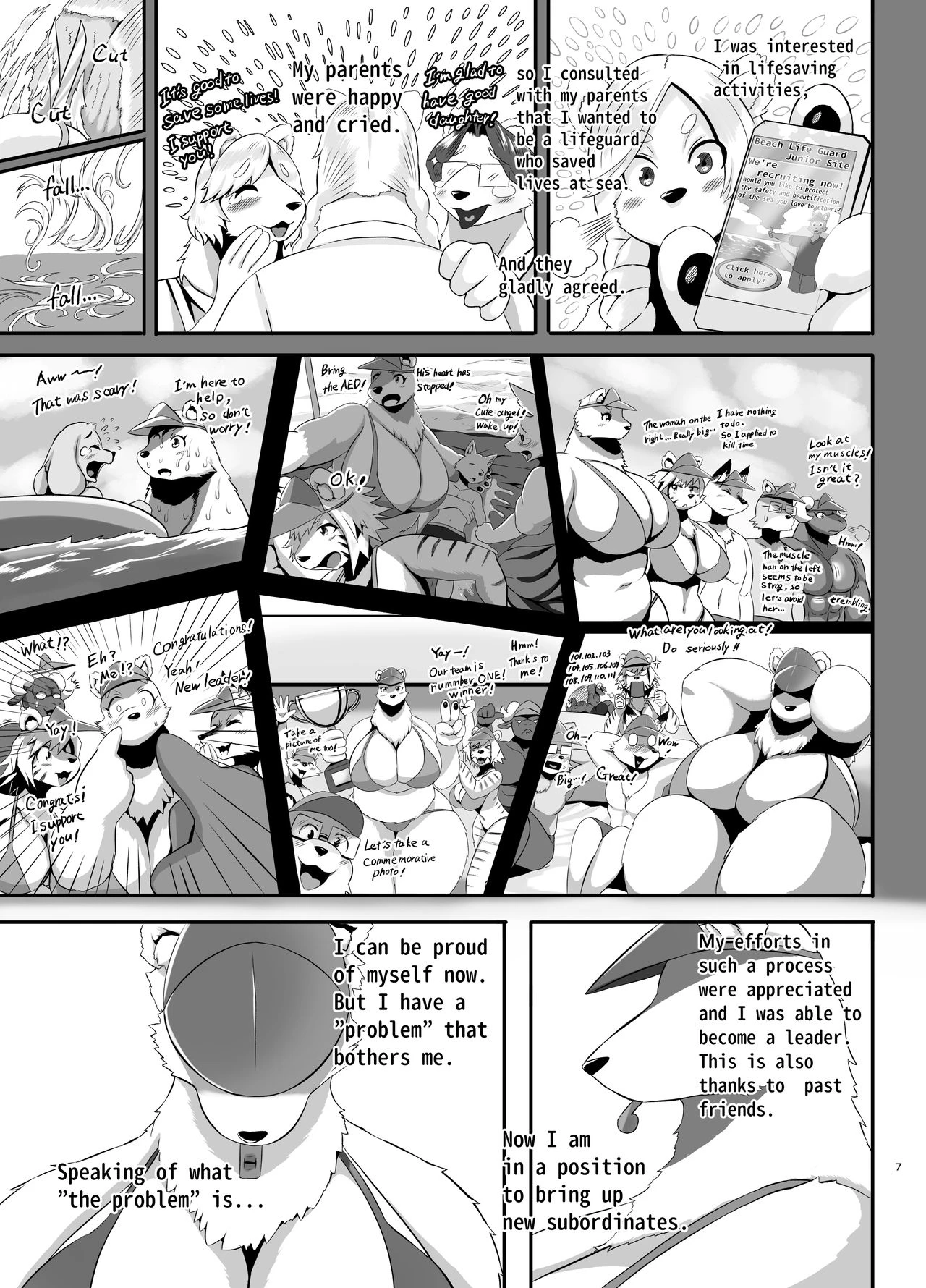 Beach Life Guard 30years old Polar bear woman First love | Kaihinkyumeishi Misoji Shirokumaonna Hajimete no Koi porn comic picture 7