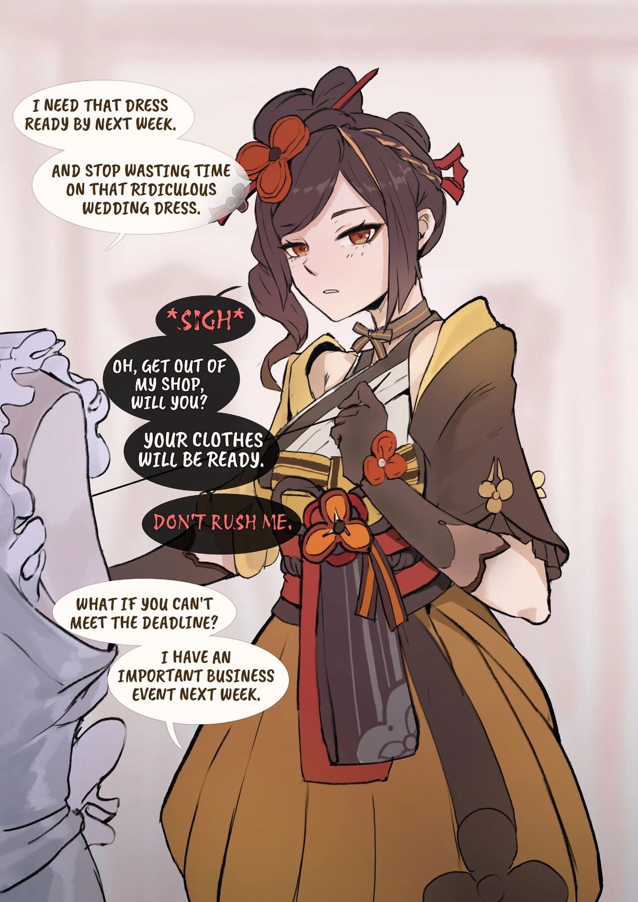 Chiori - "Missed Deadline" porn comic picture 1