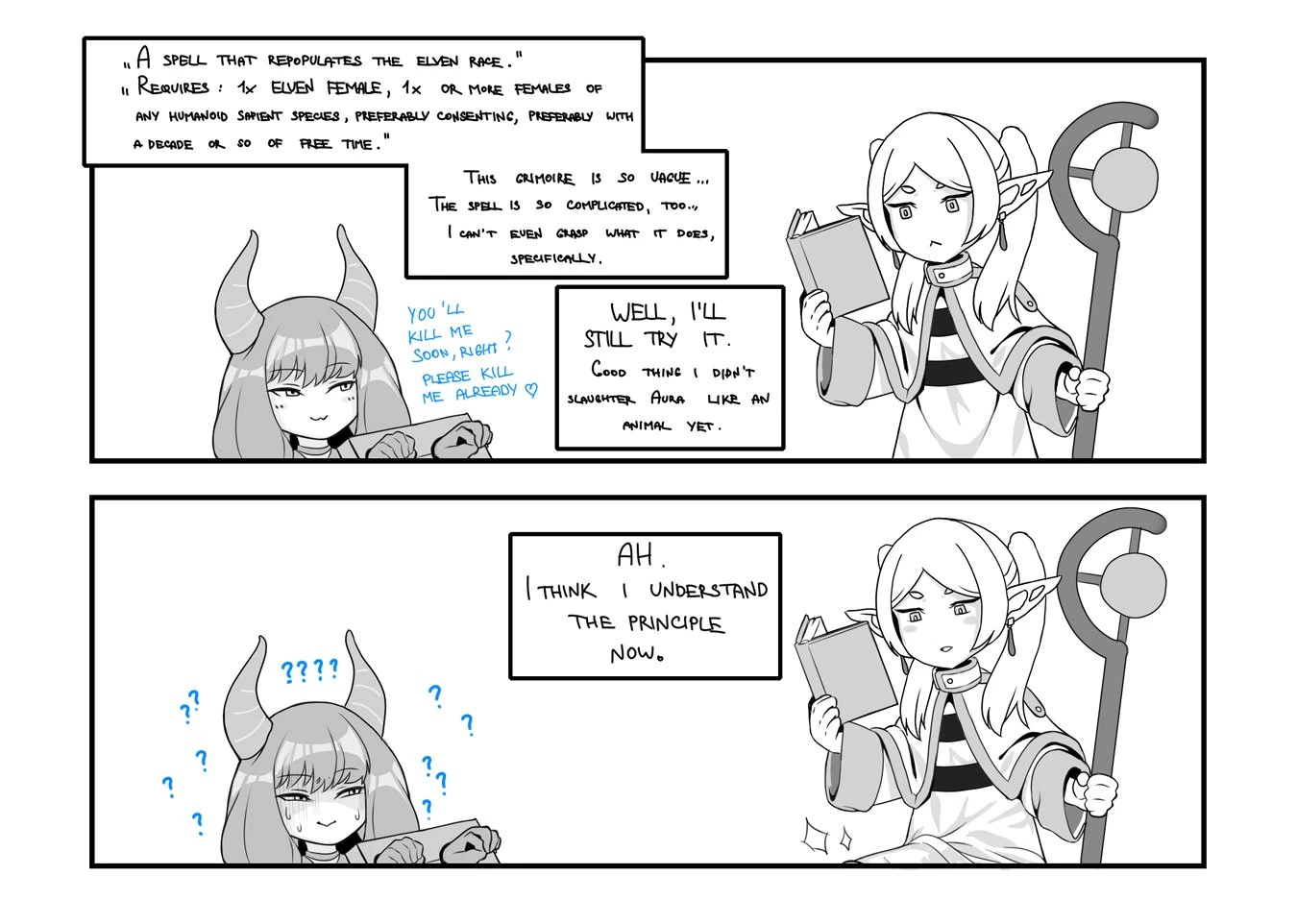 Frieren preparing to do her best for the revival of the elven race porn comic picture 1