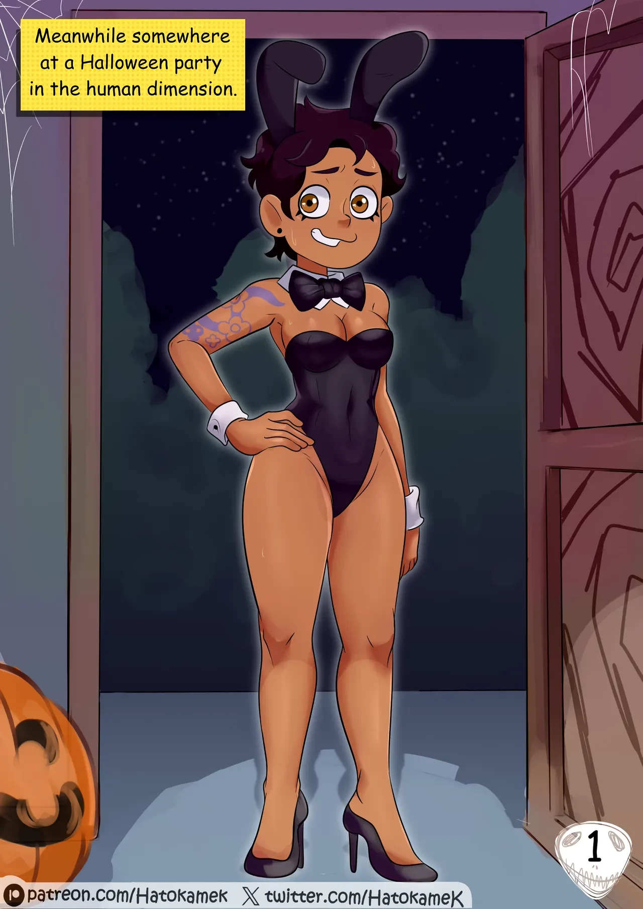 Girls at a Halloween Party porn comic picture 1