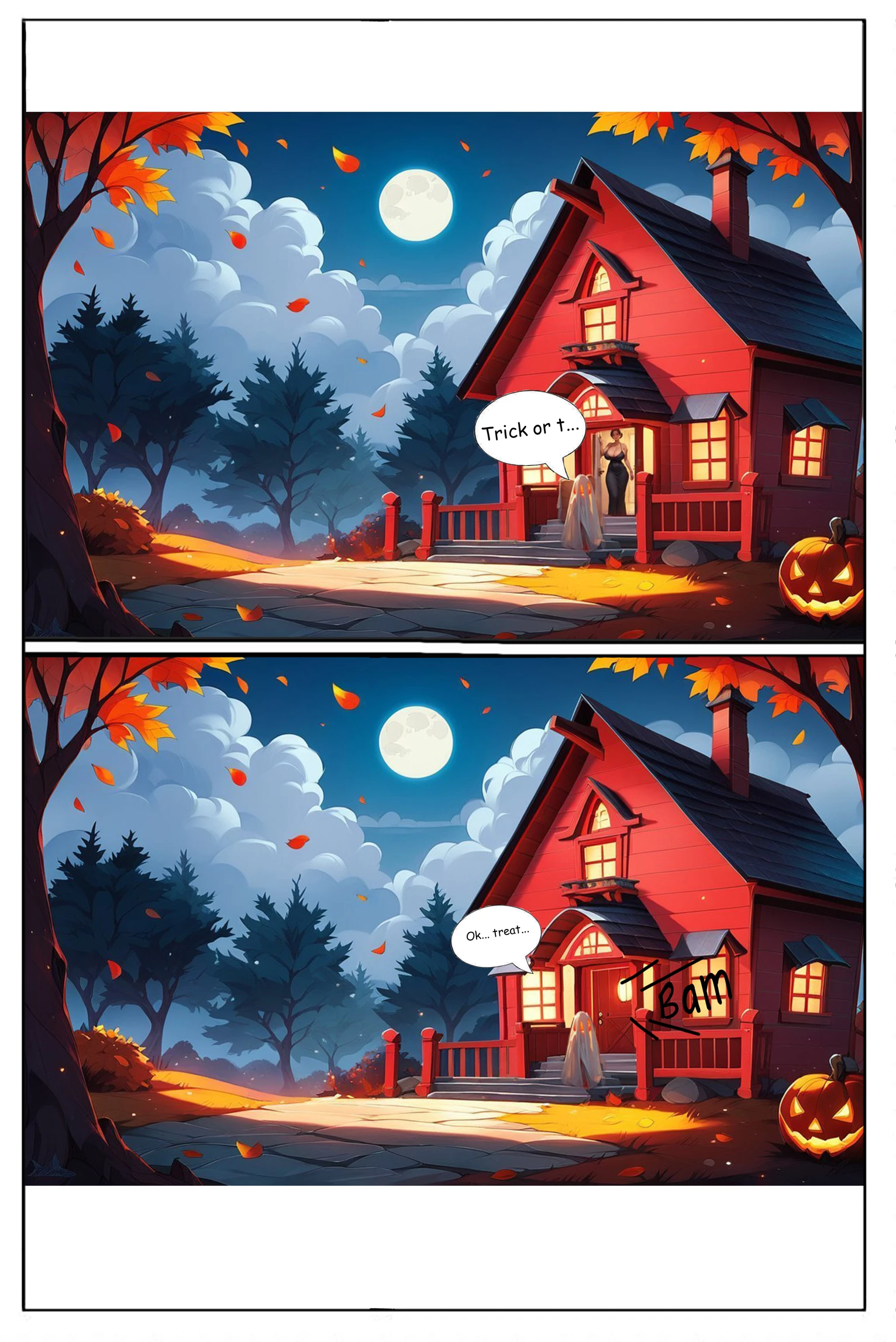 Halloween prank: BE, Inflation, latation porn comic picture 2