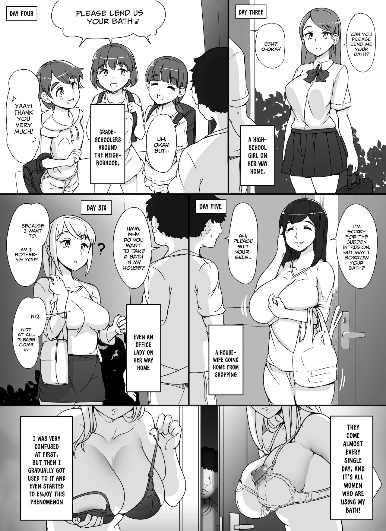 Kinjo no Onnatachi ga Nazeka Ore no Ie no Furo ni Hairi ni Kuru Ken porn comic picture 5
