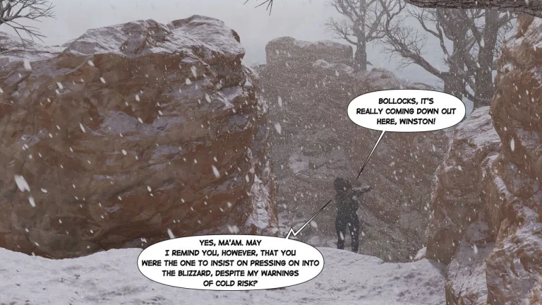Lara Croft in Snowed Up porn comic picture 1