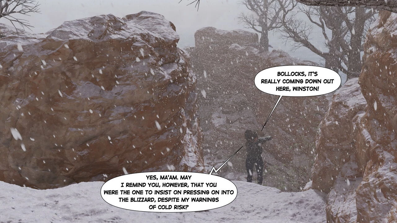 Lara Croft in Snowed Up porn comic picture 1