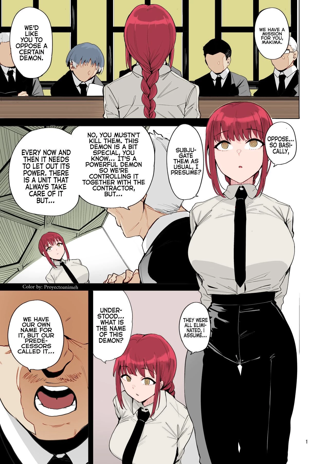 Makima VS Chinpo no Akuma [Colorized] porn comic picture 2