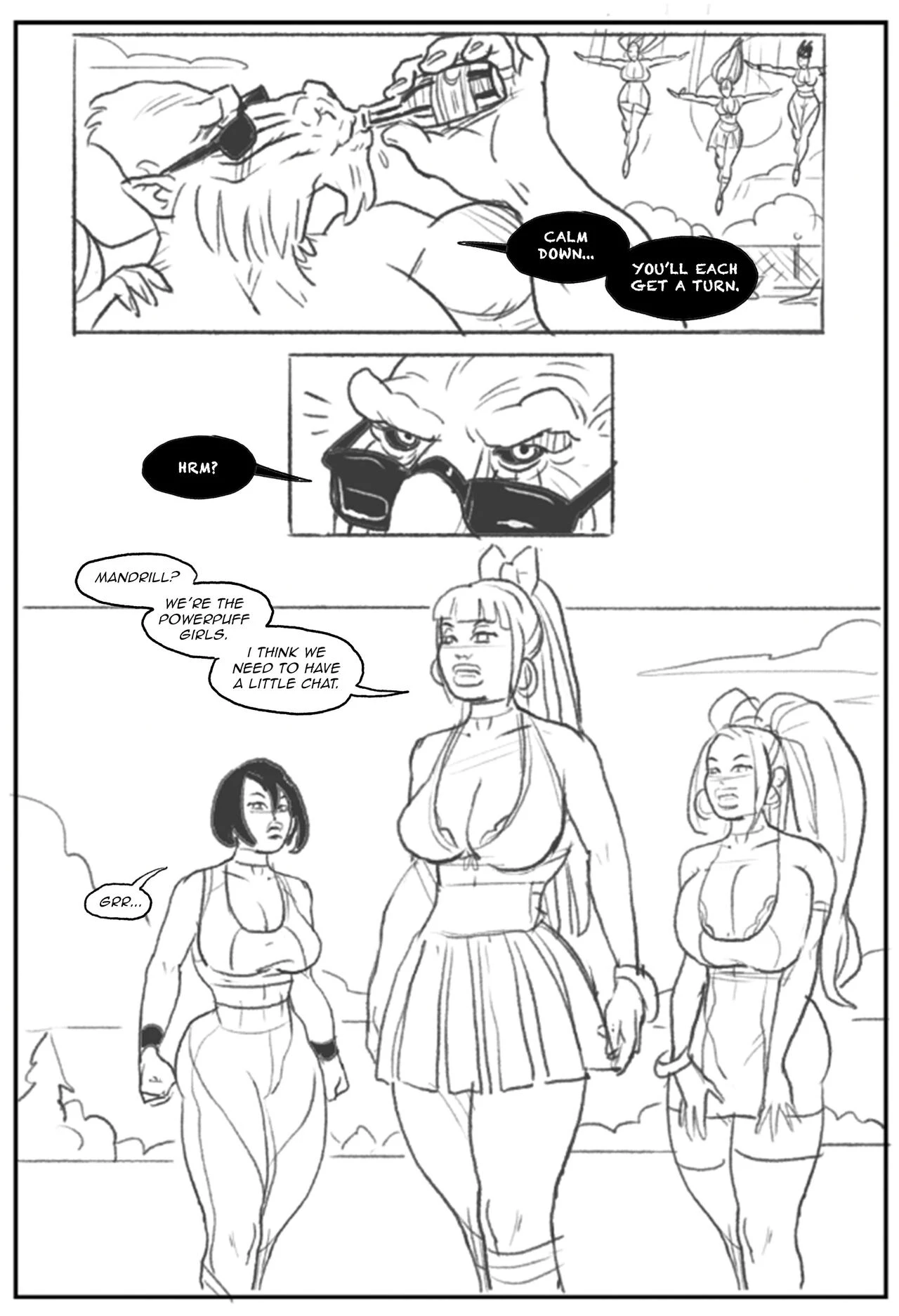 Mandrill vs the Powerpuff Girls porn comic picture 11