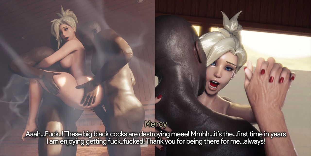 Mercy's Steamy Sauna Session porn comic picture 5