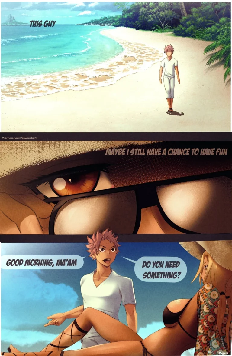 Milf on the beach porn comic picture 3