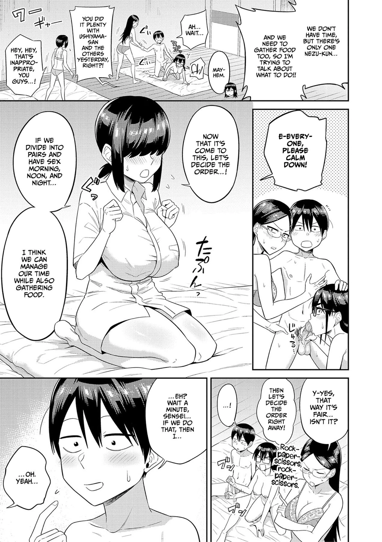 Mujintou de, SEX ni Kyoumi Shinshin na Dosukebe Inkya Joshi-tachi to Harem Life porn comic picture 75