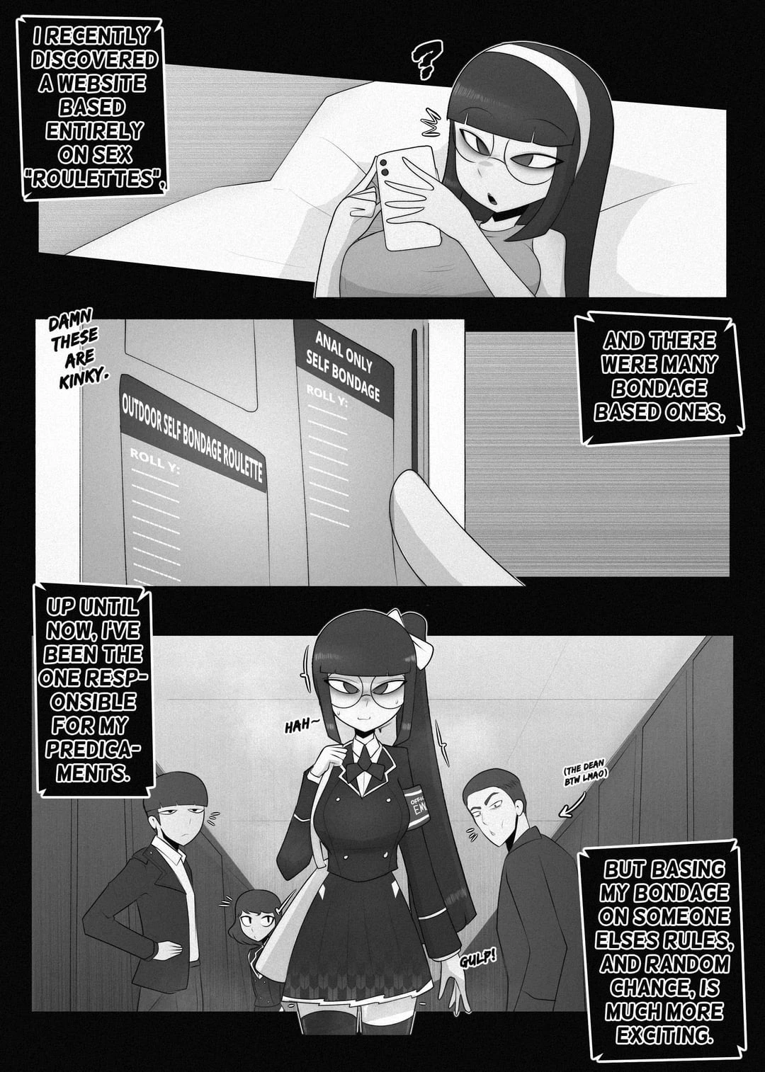 Nerd tries a public self bondage roulette porn comic picture 1