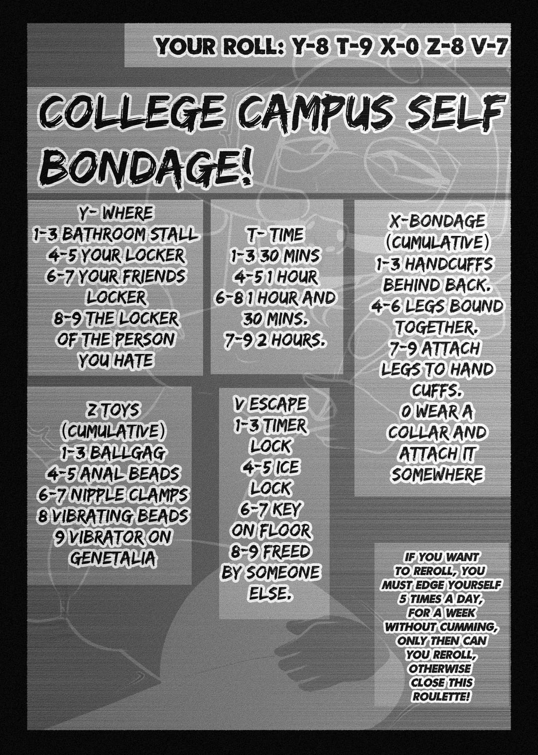 Nerd tries a public self bondage roulette porn comic picture 2