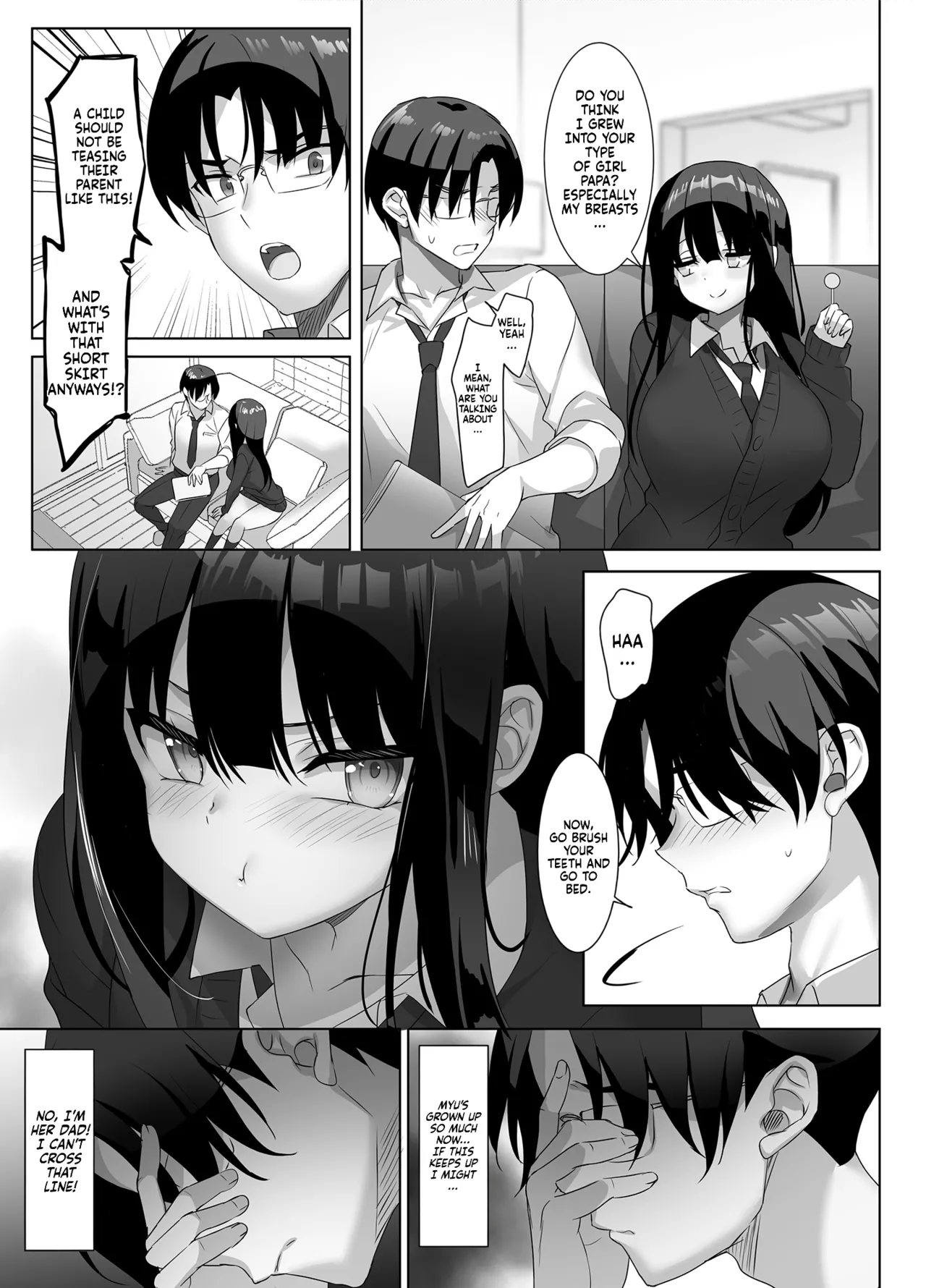 Once a big tittied High-School Girl goes all out, her Daddy can't escape! | Kyonyuu JK ga Honki o Dashitara, Papa wa Mou Nigerarenai porn comic picture 6