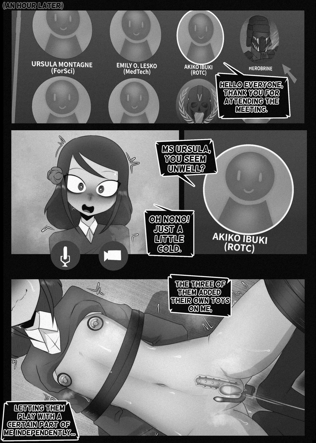 Playing a bondage game during an online meeting porn comic picture 5