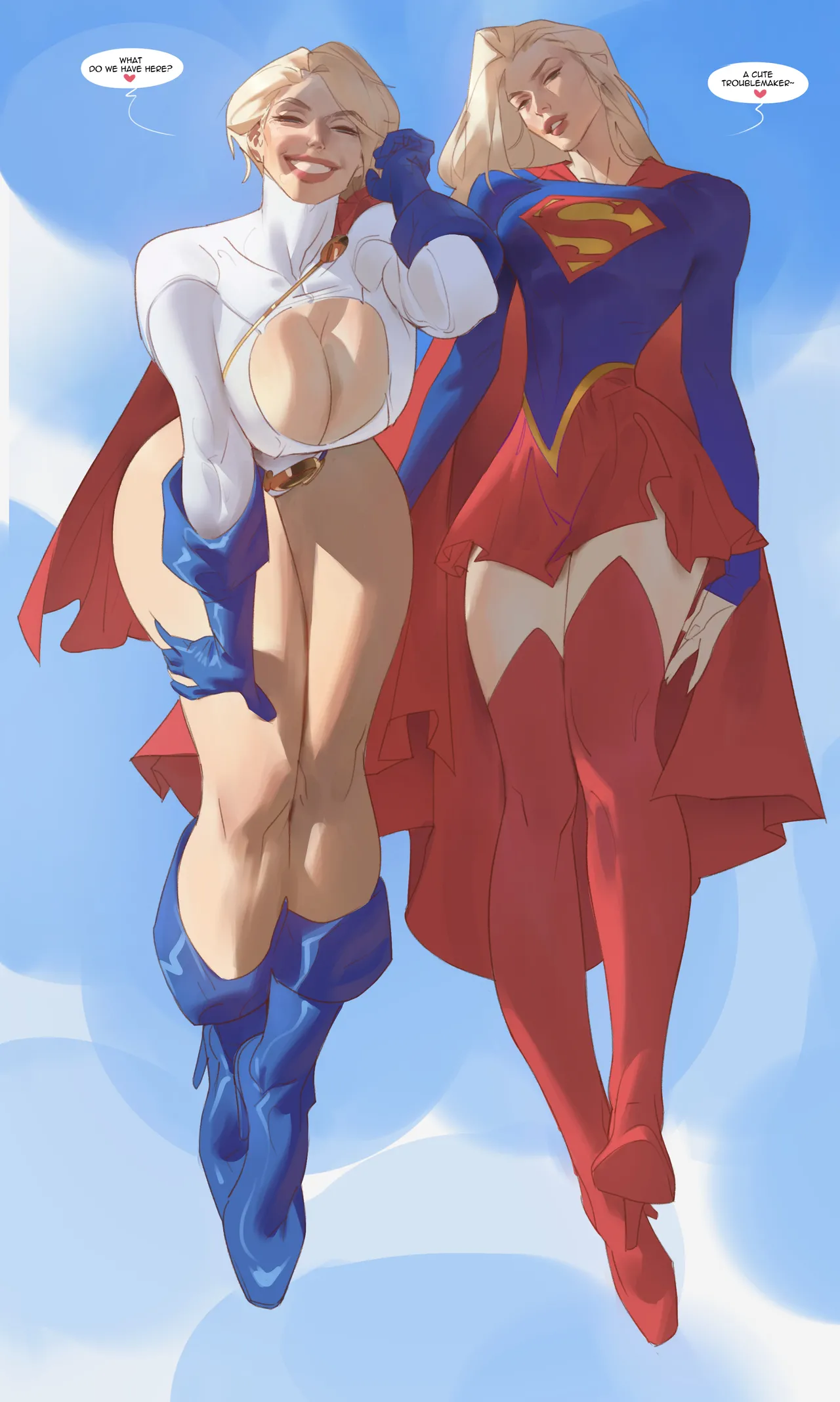 Power Girl & Supergirl Tag-team! porn comic picture 1