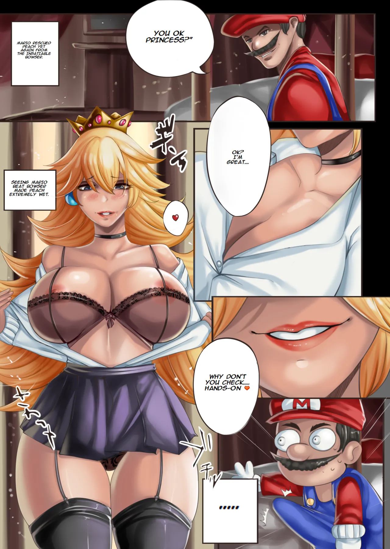 Princess Peach x Mario porn comic picture 1