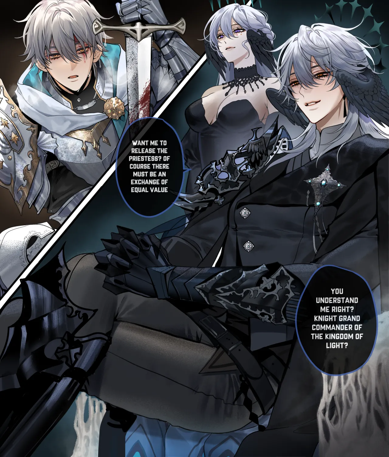 Sunday x Caelus/ Demon King x Knight AU porn comic picture 1
