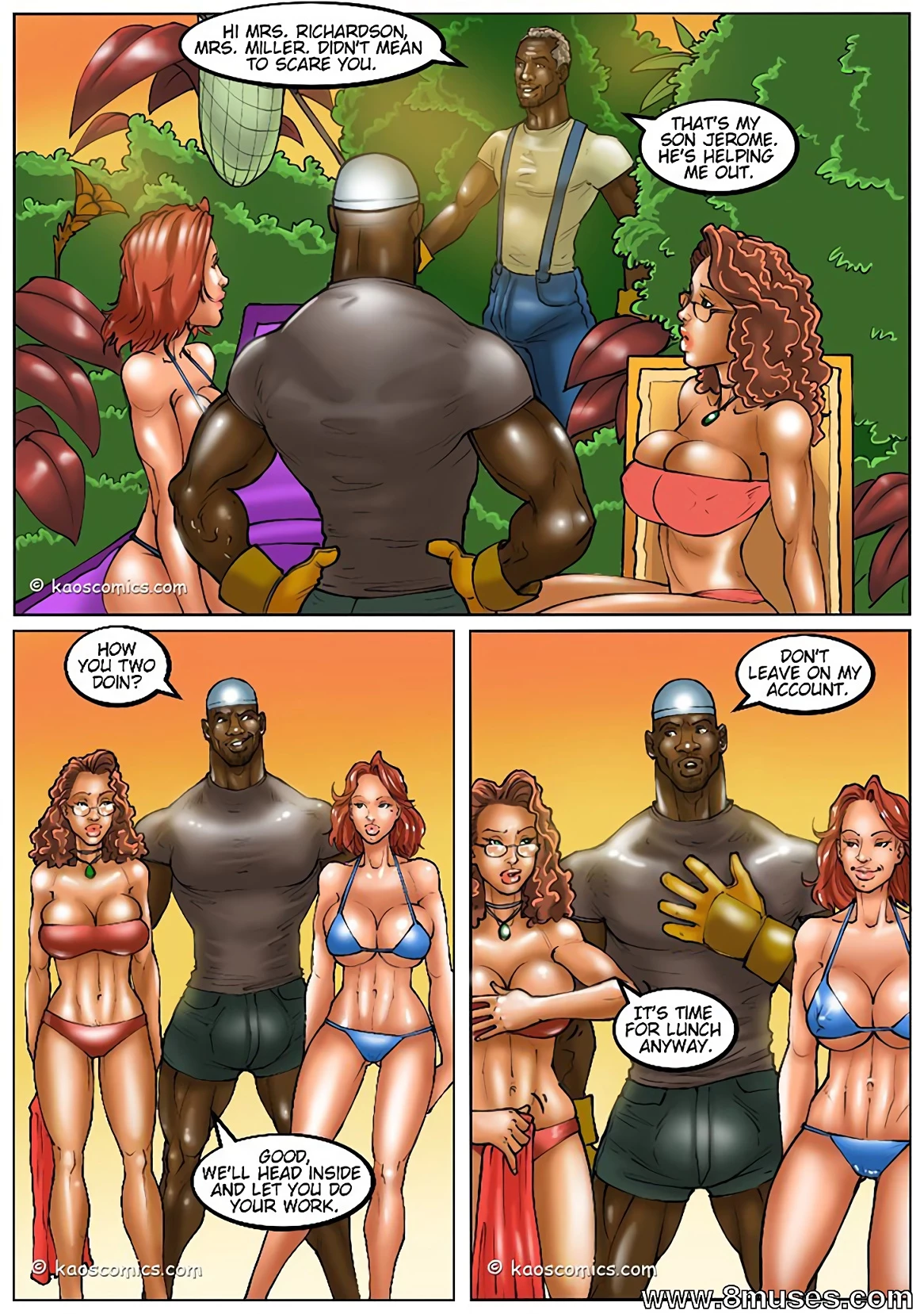 THE WIFE AND THE BLACK GARDENERS porn comic picture 4