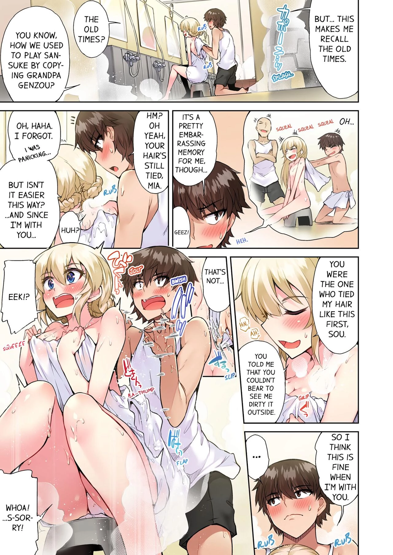 Traditional Job of Washing Girl's Body 13 | Asoko Araiya no Oshigoto ~Kataomoichuu no Aitsu to Onnayu de~ porn comic picture 13