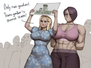 Trans vs Tradgirl porn comic picture 1