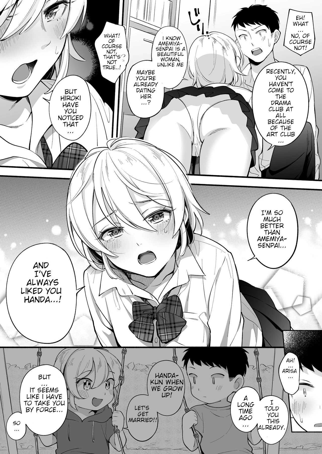 Which one...? A beautifull senpai? or a determined childhood friend? | Docchi to... Suru? Seiso na Senpai? Kachiki na Osananajimi? porn comic picture 9