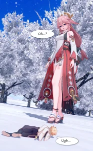 Yae Miko unbirth porn comic picture 1
