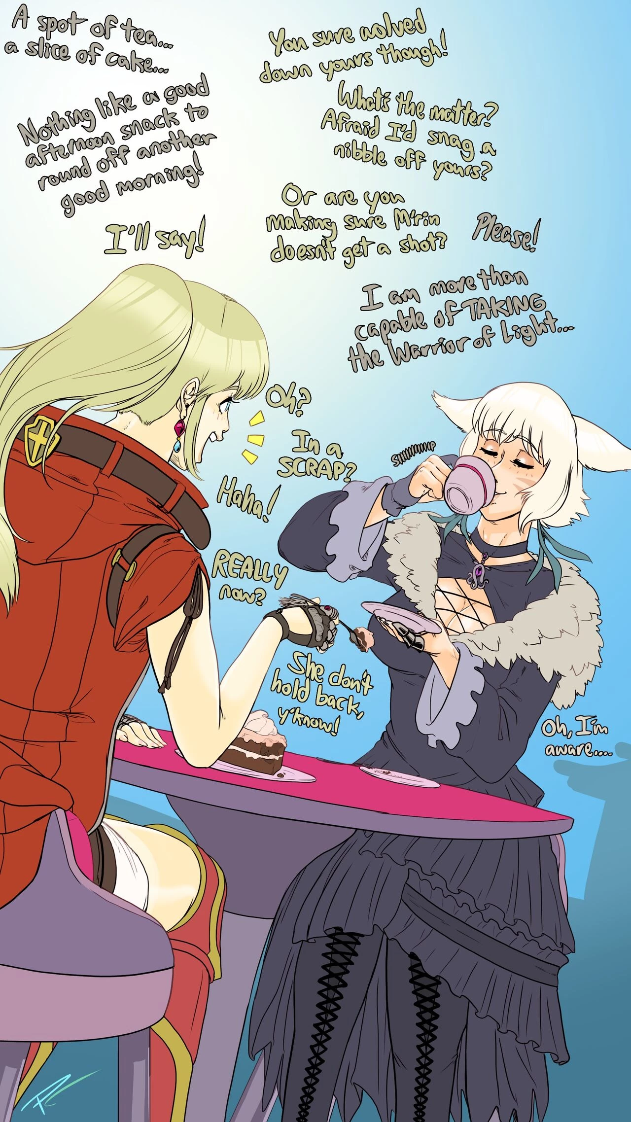 Y'Shtola's start to a long day porn comic picture 1