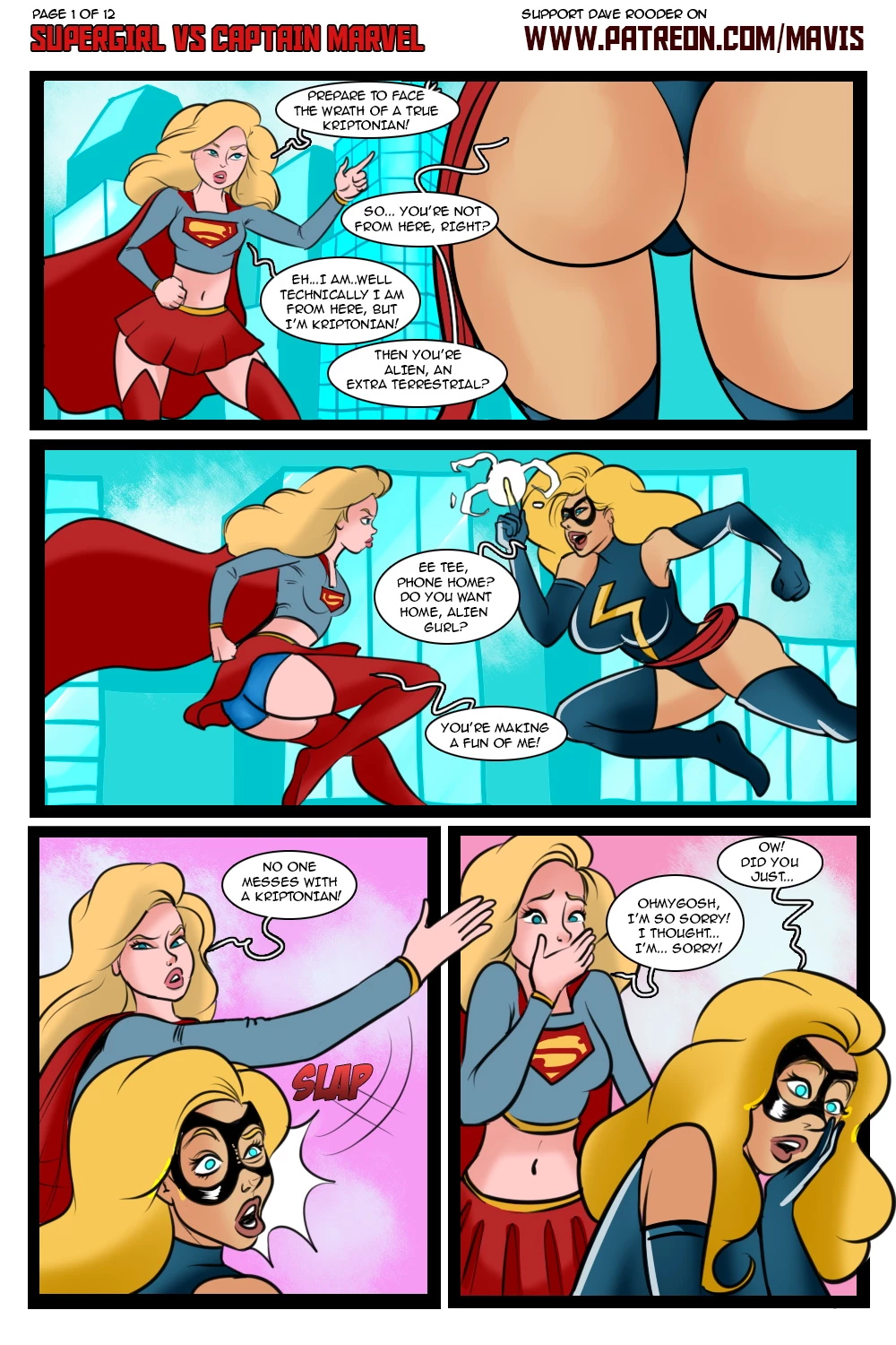 Battle of Supes: Supergirl vs Captain Marvel porn comic picture 3