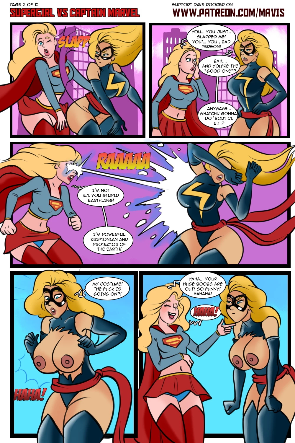 Battle of Supes: Supergirl vs Captain Marvel porn comic picture 4