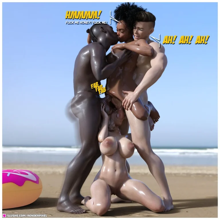 Beach Threesome porn comic picture 19