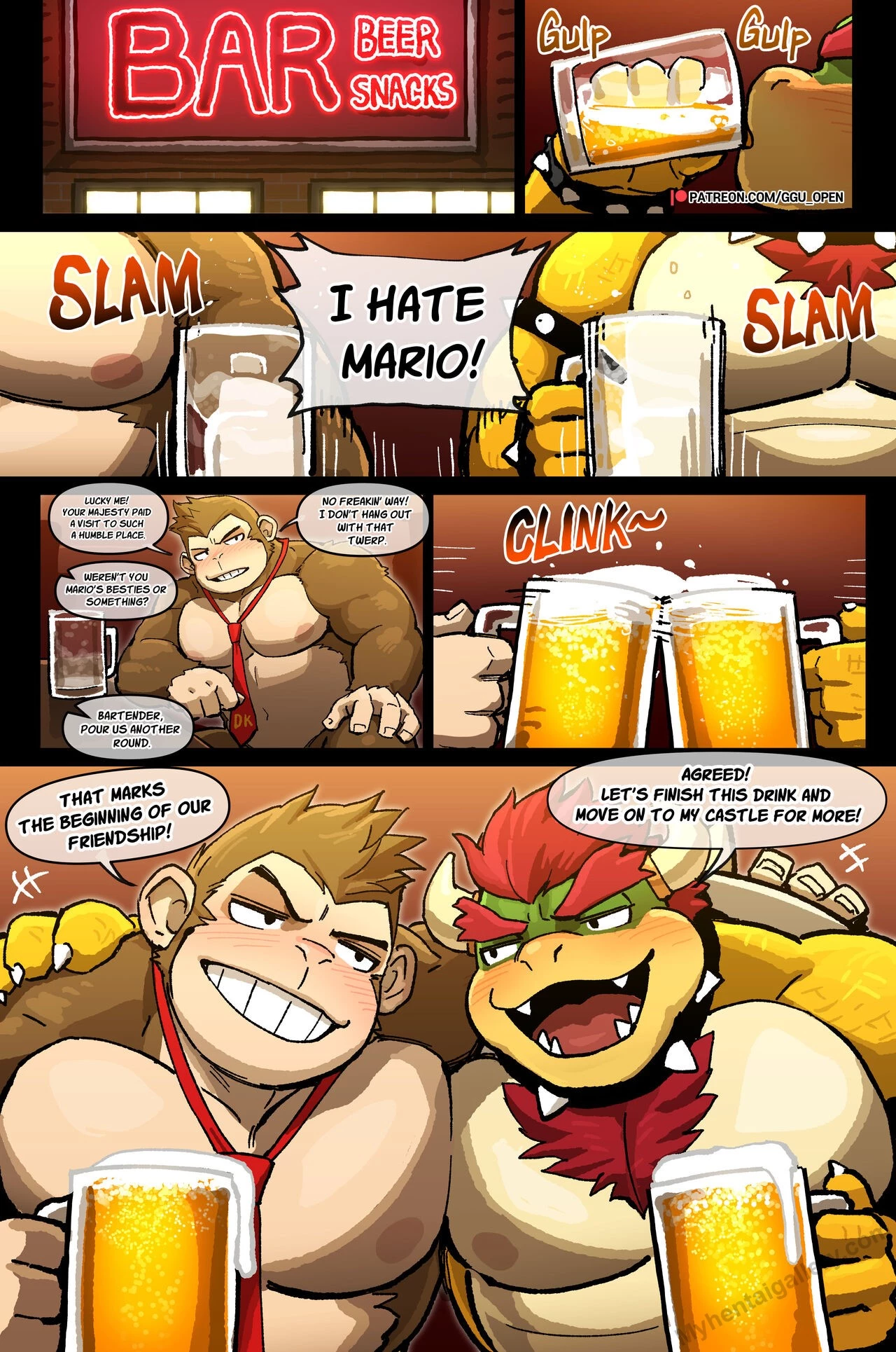 Bowser x DK porn comic picture 1