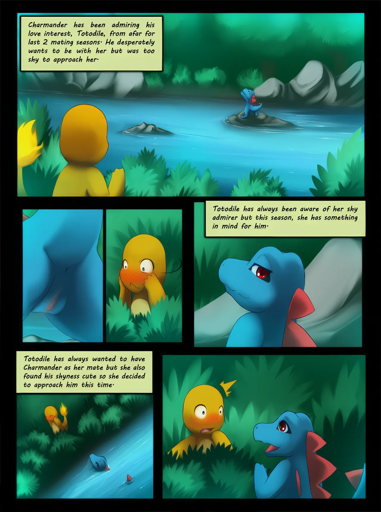 Charmander Loves Totodile porn comic picture 1