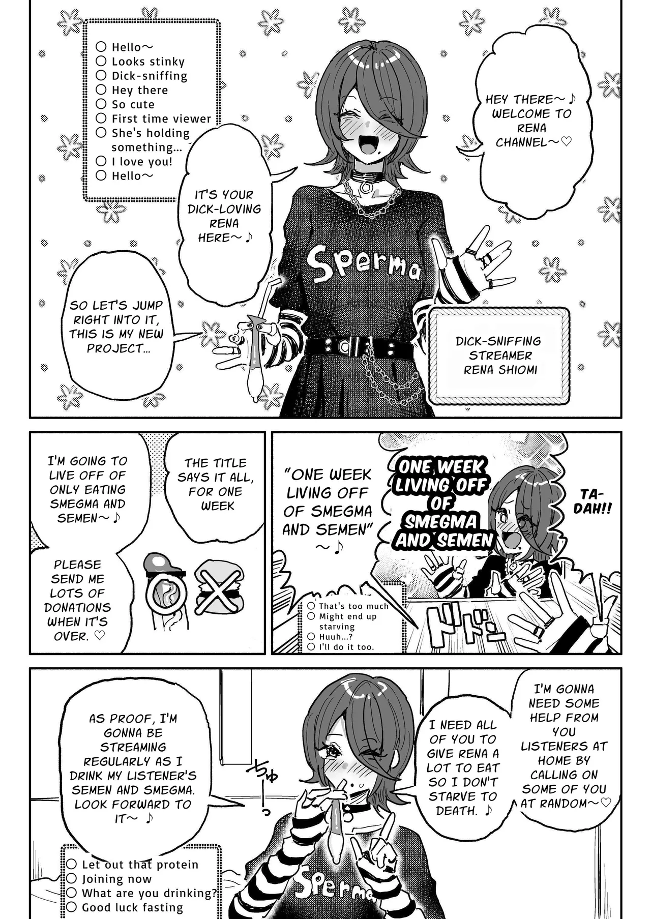 Dick Sniffin' Tuber's 1 Week Smegma Ridden Cumlife | Chin Kagi Kei Haishinsha Isshuukan Chinkasu Zamen Seikatsu porn comic picture 2